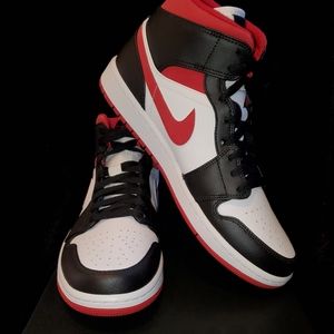 Nike Air Jordan 1 Mid White Gym Red Black AJ 1 Mid